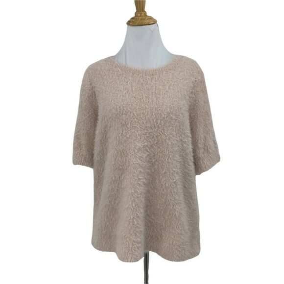 Ann Taylor Loft Fuzzy Sweater Pink Women's Size M Nylon Acrylic Mid Sleeve Top - Picture 1 of 9
